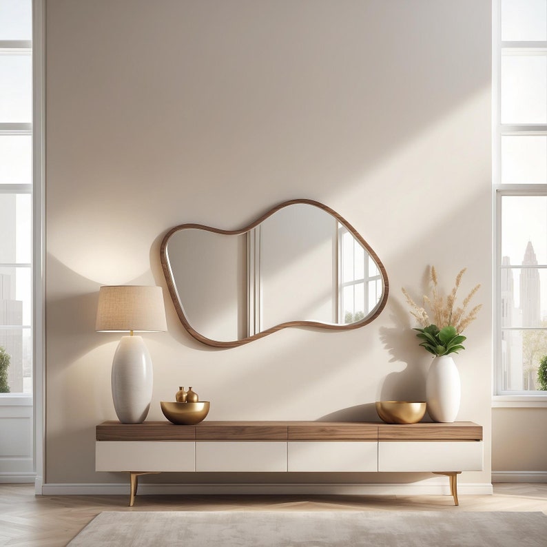 Асіметрычнае насценнае і туалетнае люстэрка - Сучасны дэкор