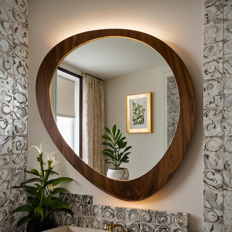 Multi-Purpose Wooden Frame Mirror - 4