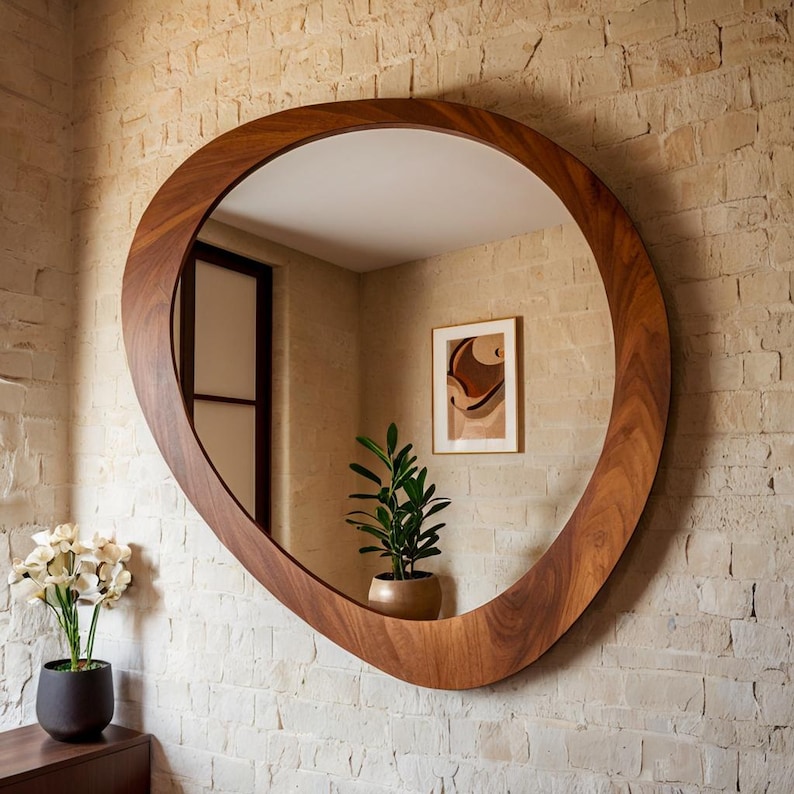 Multi-Purpose Wooden Frame Mirror - 5