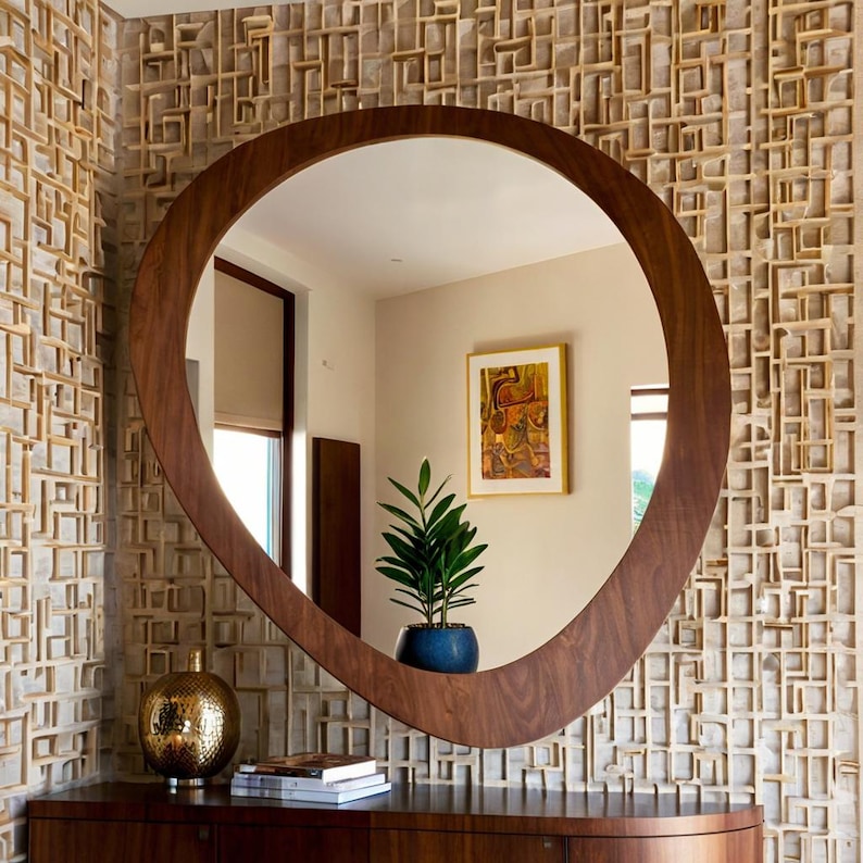 Multi-Purpose Wooden Frame Mirror - 9