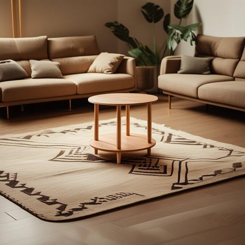 Okrugli bukov dvoslojni stočić za kafu - 6