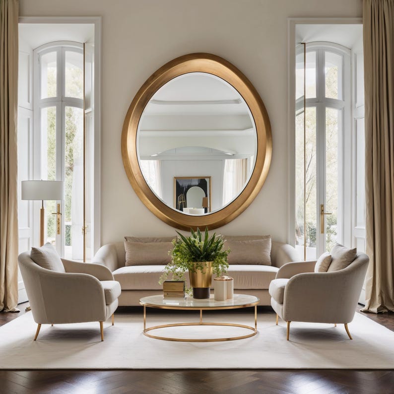 Spegill með hvítum viðarramma - 3