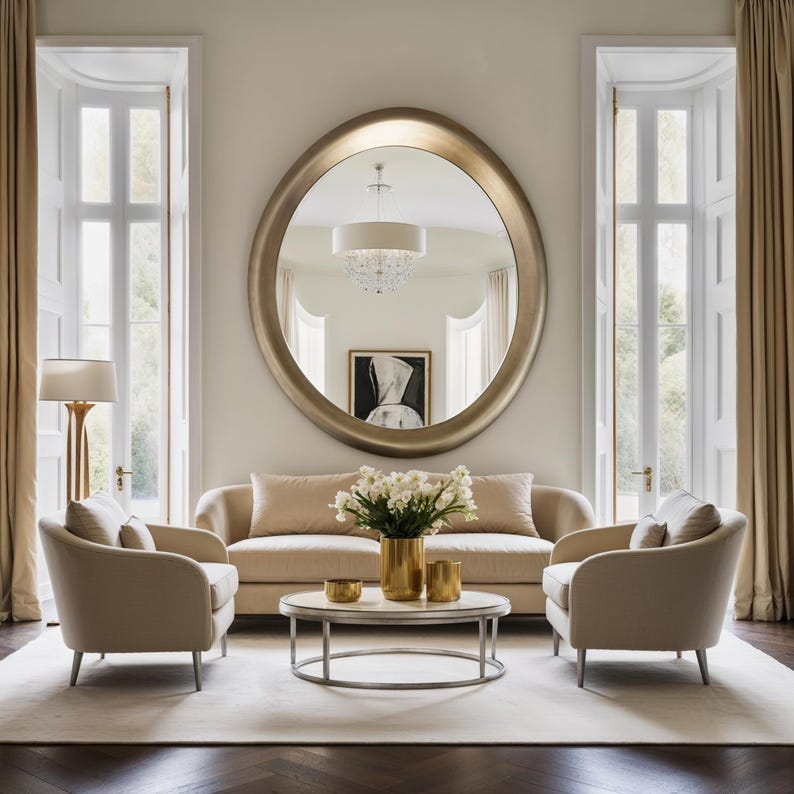 Spegill með hvítum viðarramma - 6