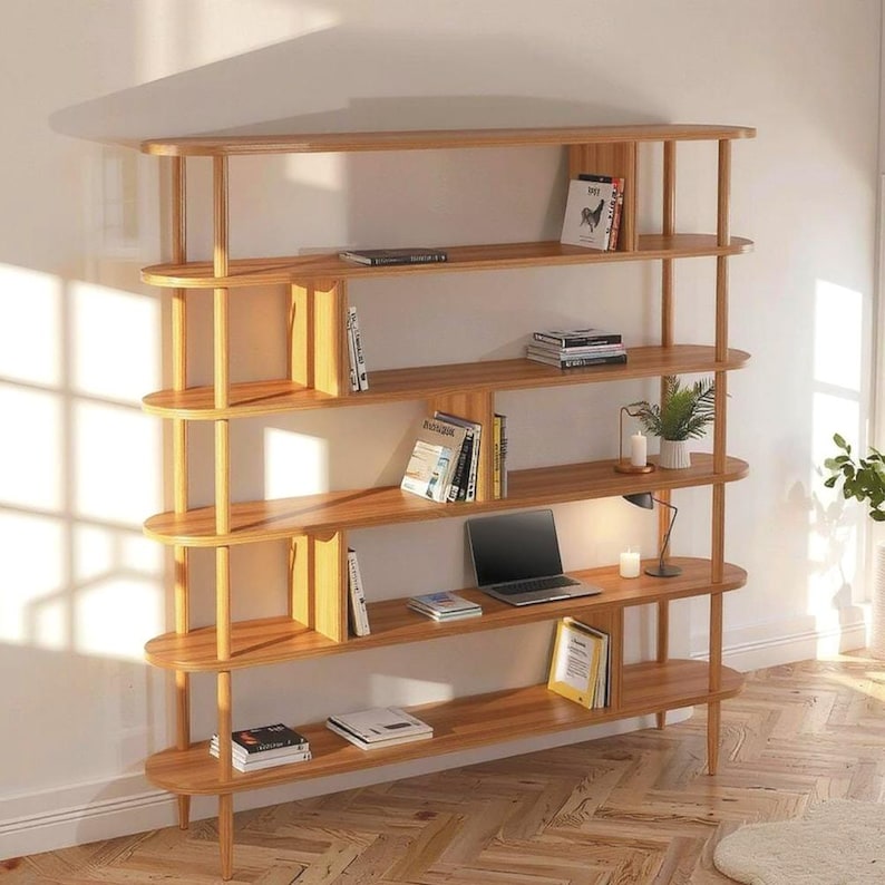 Drvena Polica za Knjige 5 Polica - Minimalističko Skladištenje od Bukve